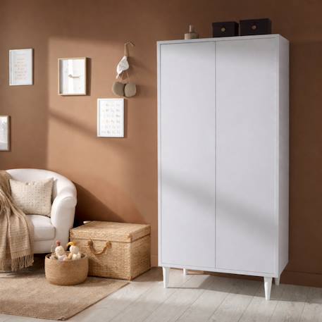 Armoire 2 portes avec étagères et penderie - ouverture push - milann Blanc 5 - vertbaudet enfant 