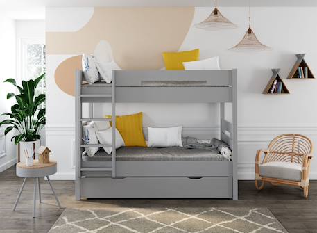 Lit superposé séparable 3 places milo Anthracite+Blanc+Gris flannelle 11 - vertbaudet enfant 