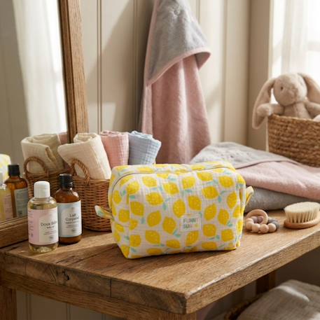 Trousse de toilette en coton imprimé - pop Jaune+Rose+Vert 5 - vertbaudet enfant 