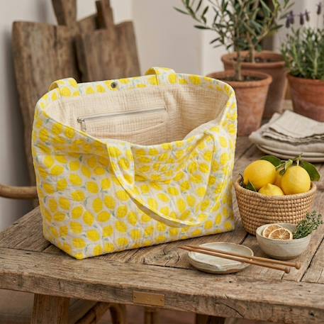 Sac cabas en gaze de coton matelassé imprimé Jaune 5 - vertbaudet enfant 