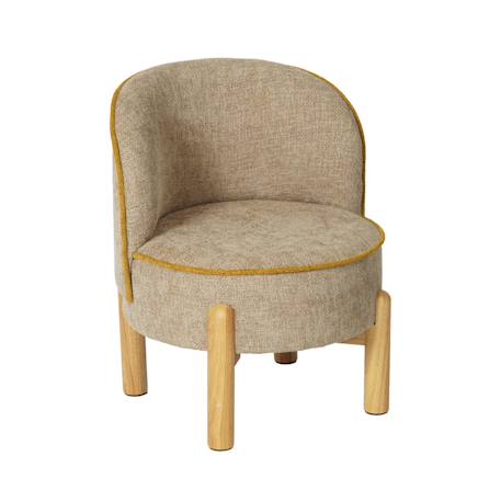 Fauteuil vintage enfant bois d'hévéa et tissu chenille - louisa Taupe 2 - vertbaudet enfant 
