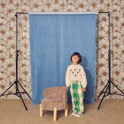 Chambre et rangement-Fauteuil vintage enfant bois d'hévéa et tissu chenille - louisa