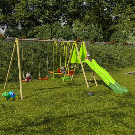 Portique balançoire métal kaheco 2,30 m 8 enfants Bois 6 - vertbaudet enfant 