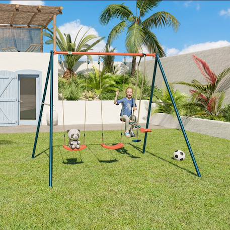Portique métal 2,20 m axion teo - 4 enfants Bleu/corail 6 - vertbaudet enfant 