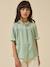 Chemise fille en gaze - coton biologique bleu jean+vert sauge 9 - vertbaudet enfant 