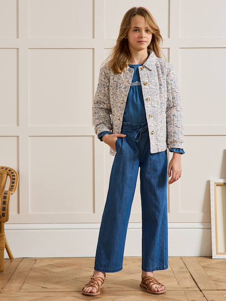 Pantalon ceinturé fille grenadine+marine 6 - vertbaudet enfant 