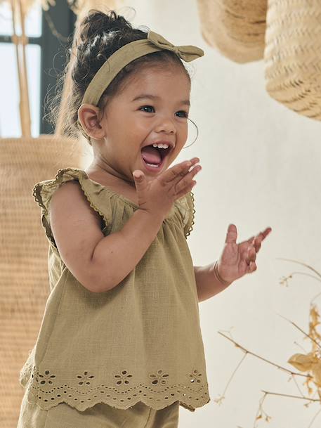 Ensemble bébé fille 3 pièces coton kaki 10 - vertbaudet enfant 