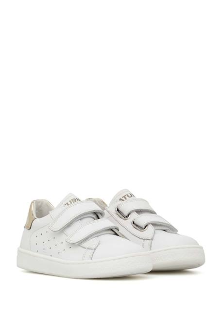 Baskets en cuir hasselt 2 vl. Blanc-platine- 2 - vertbaudet enfant 