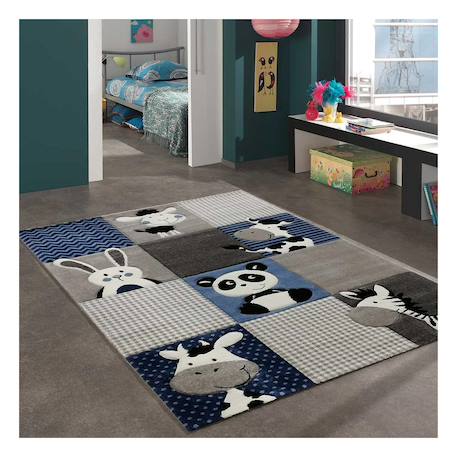 Tapis enfant tissé motif animaux zoo Bleu 5 - vertbaudet enfant 