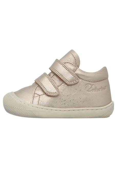 Chaussures premiers pas en cuir lamé cocoon vl Blanc-rose- 3 - vertbaudet enfant 