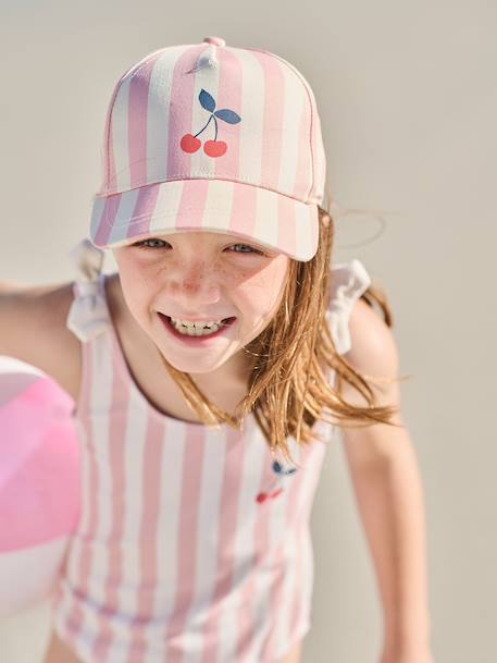 Casquette fille coton rayé rose 1 - vertbaudet enfant 