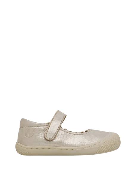 Ballerines premiers pas en cuir laminé avec sangle dorsia Platine- 1 - vertbaudet enfant 