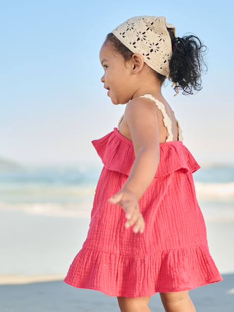 Ensemble robe bandana bébé fille framboise 9 - vertbaudet enfant 