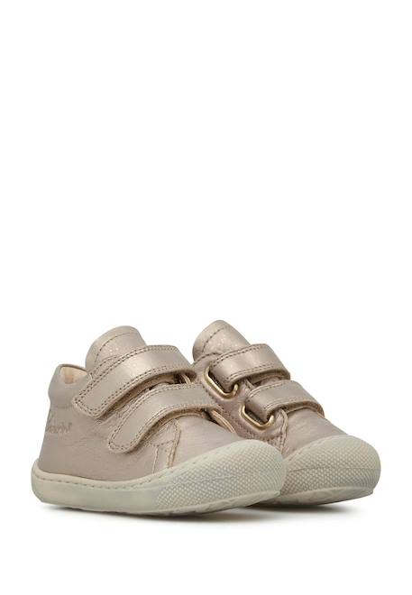 Chaussures premiers pas en cuir lamé cocoon vl Blanc-rose- 2 - vertbaudet enfant 