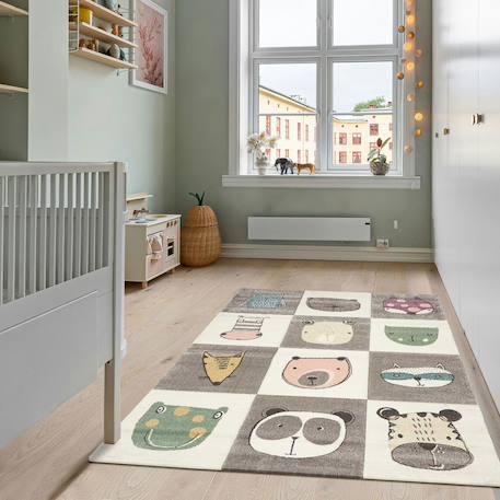 Tapis enfant tissé motif animaux zoo 2 Gris 4 - vertbaudet enfant 