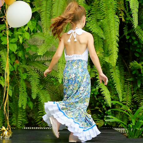 Jupe longue  fleurie   esmeralda Bleu jaune blanc 3 - vertbaudet enfant 