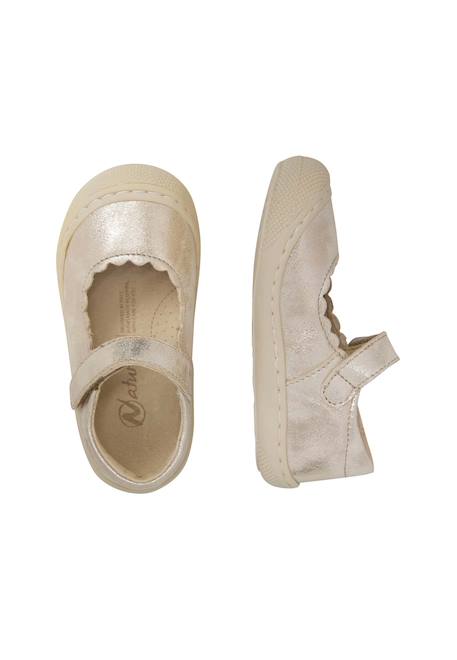 Ballerines premiers pas en cuir laminé avec sangle dorsia Platine- 4 - vertbaudet enfant 