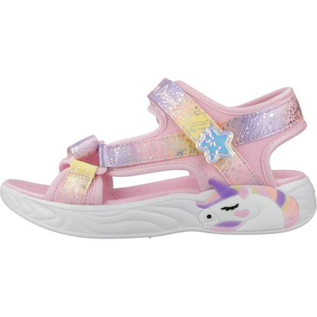 Sandales à scratch fille Rose+Rose lpmt+Violet prmt 2 - vertbaudet enfant 
