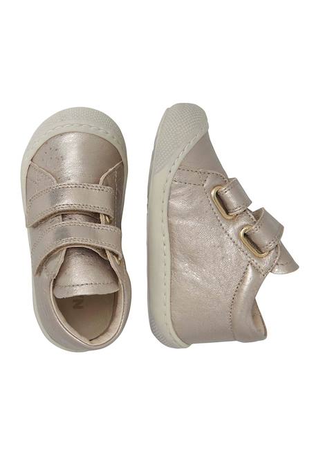 Chaussures premiers pas en cuir lamé cocoon vl Blanc-rose- 4 - vertbaudet enfant 