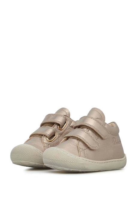 Chaussures premiers pas en cuir lamé cocoon vl Blanc-rose- 5 - vertbaudet enfant 