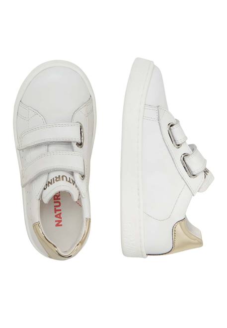 Baskets en cuir hasselt 2 vl. Blanc-platine- 4 - vertbaudet enfant 