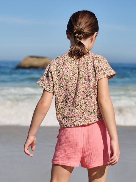 Blouse manches courtes blanc imprimé+vert amande 6 - vertbaudet enfant 