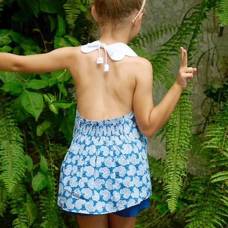 Blouse  liberty    tulipe Bleu roi blanc 1 - vertbaudet enfant 