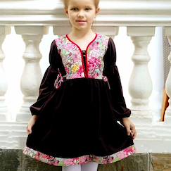 Robe fleurie   et velours   margot  - vertbaudet enfant