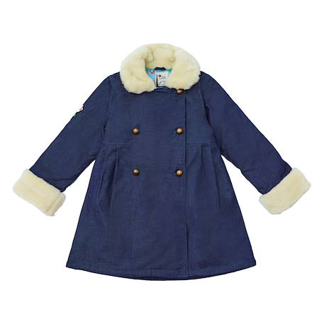 Manteaueau    en jean avec col fausse fourrure  anoushka Bleu marine 3 - vertbaudet enfant 
