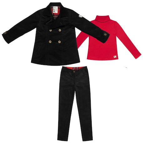 Garçon-Cadeau noël   caban  + pantalon velours   + col roulé