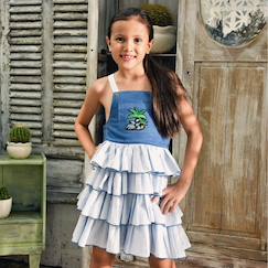 Robe salopette   à fines rayures   gigi  - vertbaudet enfant
