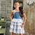 Robe salopette   à fines rayures   gigi Bleu ciel bleu denim 1 - vertbaudet enfant 