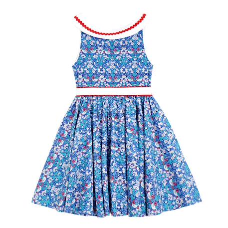 Robe cérémonie  fleurie  et   hepburn Bleu foncé rouge 3 - vertbaudet enfant 