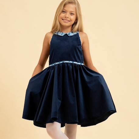 Fille-Robe velours    à col claudine liberty  hepburn