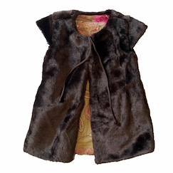 -Gilet de berger long   fausse fourrure  réversible velours  capucine