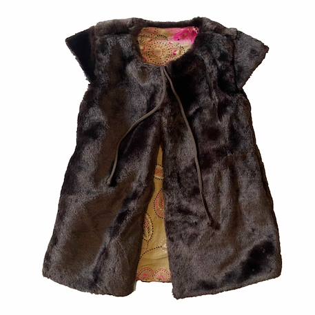 Fille-Gilet de berger long   fausse fourrure  réversible velours  capucine
