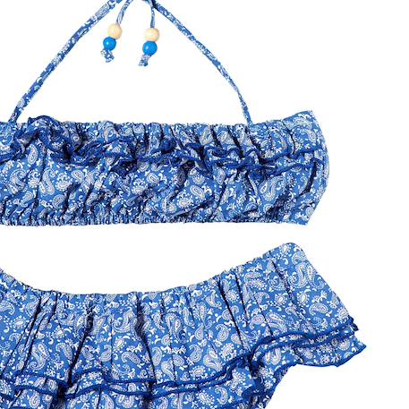 Maillot de bain 2 pièces   imprimé cachemire  swan Bleu blanc 3 - vertbaudet enfant 