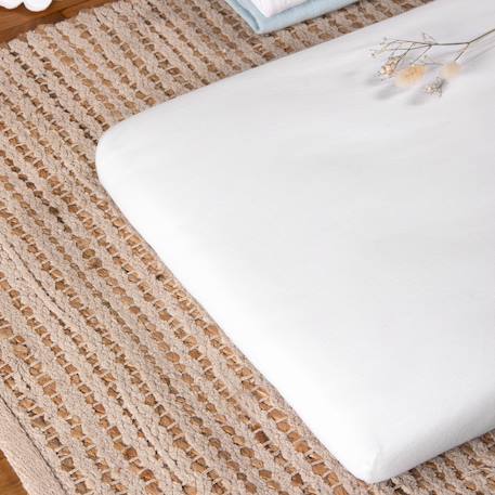 Drap housse coton bio jersey- berceau Blanc+Ecru+Eucalyptus+Naturel+Terracotta 1 - vertbaudet enfant 