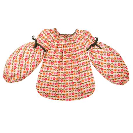 Blouse fleurie hiver   fleuri   col smocks  chimene Orange rouge 3 - vertbaudet enfant 