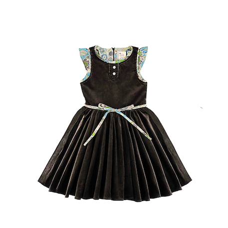 Robe qui tourne hiver  en velours   hepburn Marron beige fleuri 3 - vertbaudet enfant 