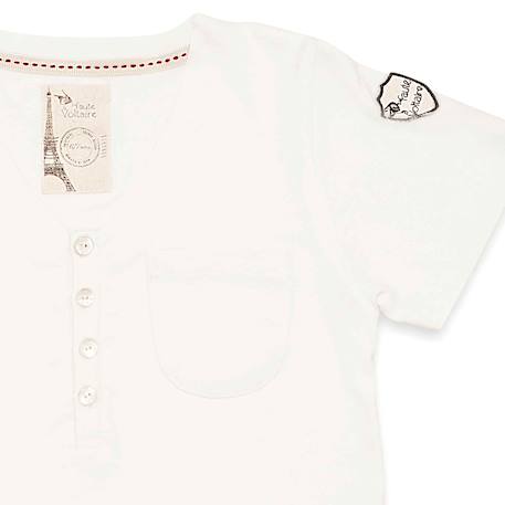 Tee-shirt col v   à manches courtes  bebel Blanc cassé 3 - vertbaudet enfant 