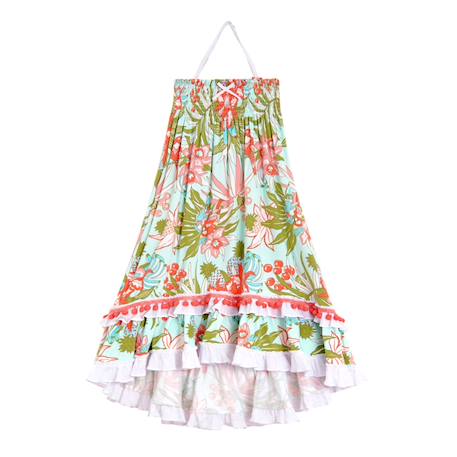 Robe longue   avec dentelle   2-en-1  ibiza Rose violet+Vert orange 9 - vertbaudet enfant 