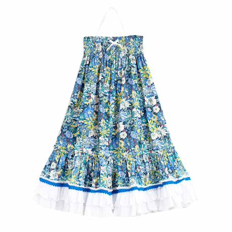 Robe demoiselle d'honneur bohème  liberty   esmeralda Bleu fleurie+Jaune fleuri+Orange vert+Violet 3 - vertbaudet enfant 