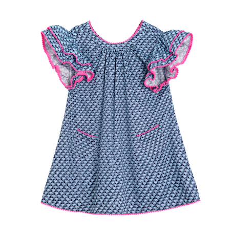 Robe  été   ample  butterfly Bleu marine+Jaune bleu+Rose bleu pastel+Violette bleu 3 - vertbaudet enfant 
