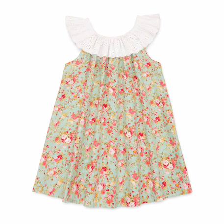 Blouse fleurie liberty été      col 2-en-1  aurore Vert d'eau rouge 3 - vertbaudet enfant 
