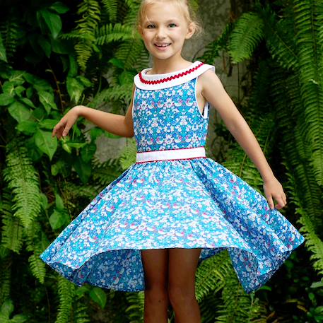 Robe  qui tourne liberty  et   hepburn Bleu rouge 1 - vertbaudet enfant 