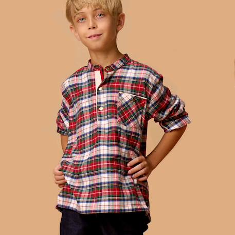 Garçon-Chemise de noël  en flanelle tartan   rimbaud
