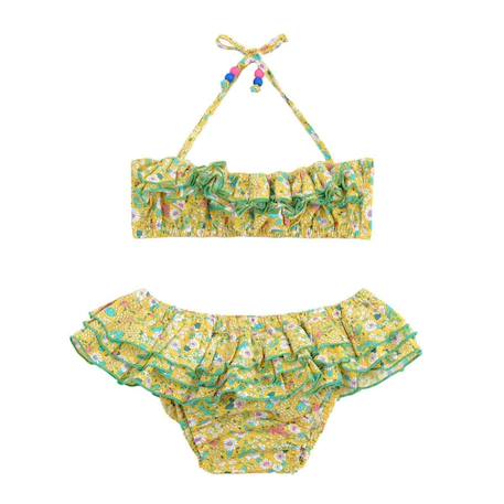 Maillot de bain 2 pièces liberty    swan Jaune vert 1 - vertbaudet enfant 
