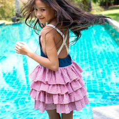 Robe salopette  vichy  à volants et bretelles  gigi  - vertbaudet enfant