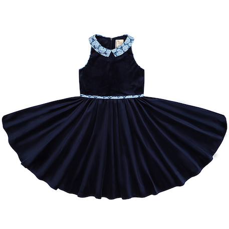 Robe velours    à col claudine liberty  hepburn Bleu marine bleu roi 3 - vertbaudet enfant 